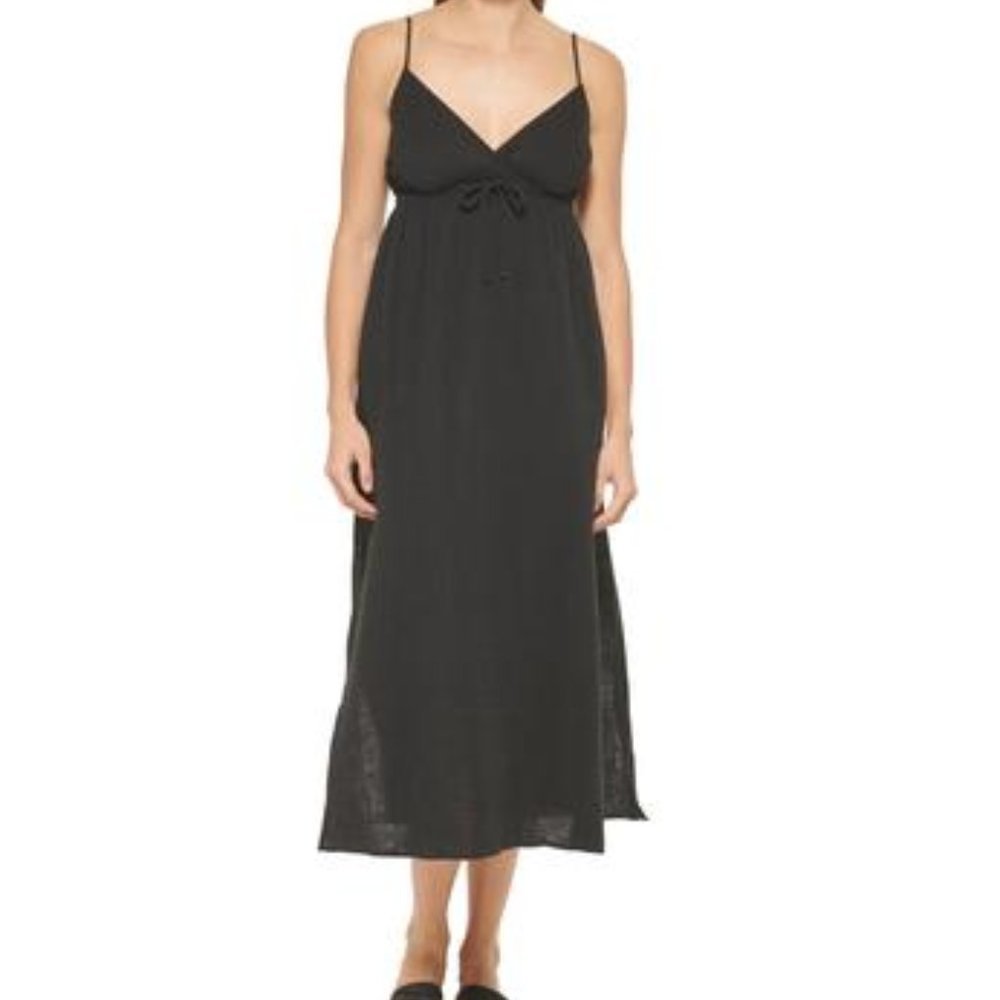 Dkny V-Neck Front-Tie Maxi Dress Cover-up Black